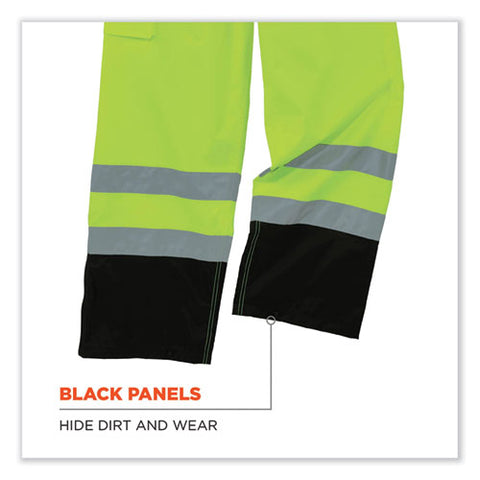 Glowear 8918bk Class E Hi-vis Rain Bibs Black Bottom, Large, Lime