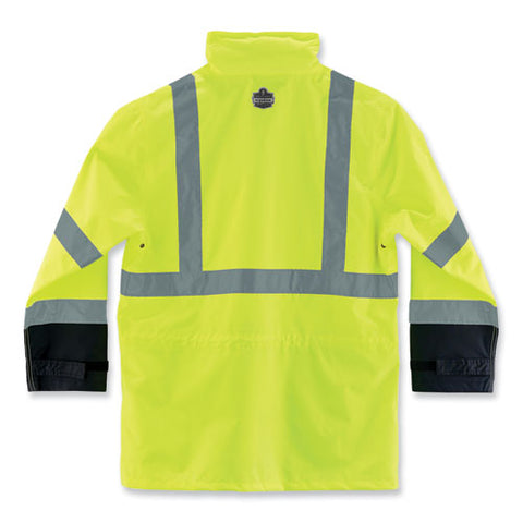 Glowear 8365bk Class 3 Hi-vis Rain Jacket Black Bottom, Small, Lime