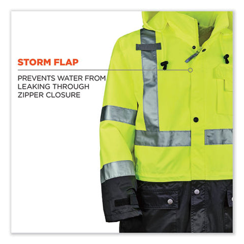 Glowear 8365bk Class 3 Hi-vis Rain Jacket Black Bottom, 2x-large, Lime