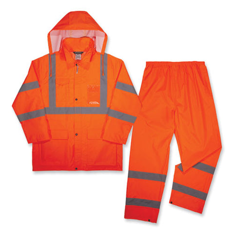 Glowear 8376k Lightweight Hv Rain Suit, Large, Orange