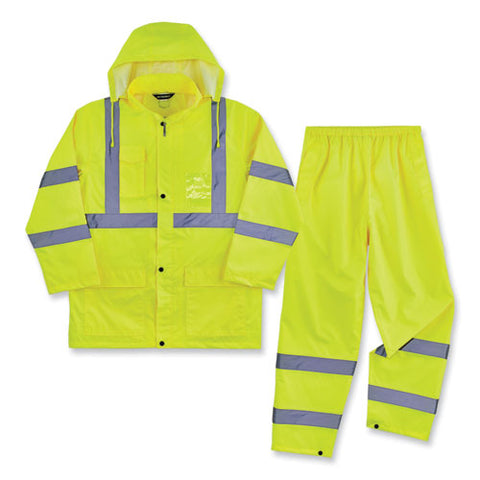 Glowear 8376k Lightweight Hv Rain Suit, Medium, Lime