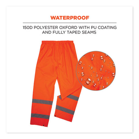 Glowear 8916 Class E Lightweight Hi-vis Rain Pants, X-large, Orange