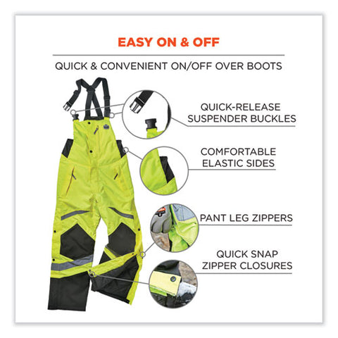 Glowear 8928 Class E Hi-vis Insulated Bibs, Small, Lime