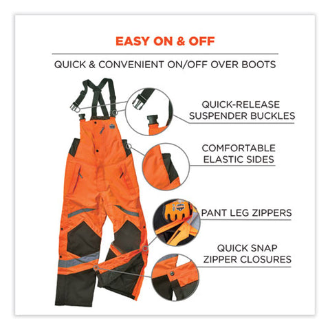 Glowear 8928 Class E Hi-vis Insulated Bibs, X-large, Orange