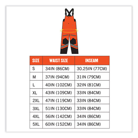 Glowear 8928 Class E Hi-vis Insulated Bibs, X-large, Orange