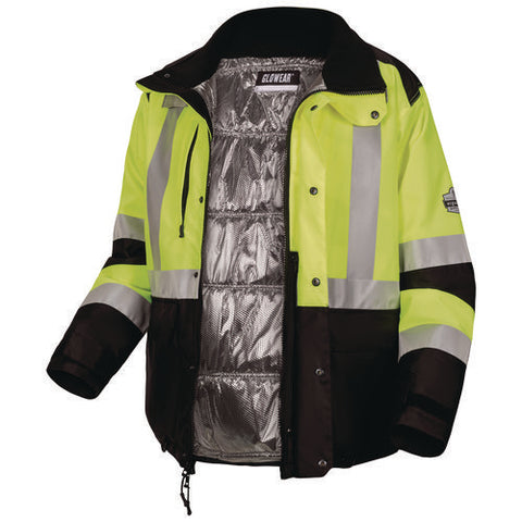 Glowear Class 3 Hi-vis Winter Jacket With Amplifire Heat Reflective Lining, 3x-large, Lime