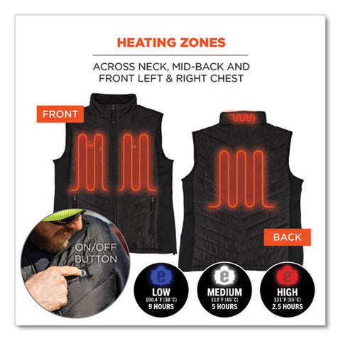 N-ferno 6495 Rechargeable Heated Vest With Battery Power Bank, Fleece/polyester, 3x-large, Black