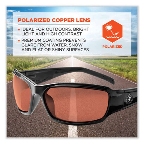 Skullerz Thor Safety Glasses, Black Nylon Impact Frame, Polarized Copper Polycarbonate Lens