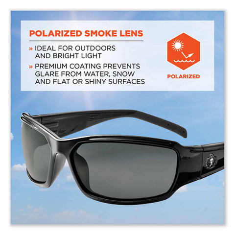 Skullerz Thor Safety Glasses, Black Nylon Impact Frame, Polarized Smoke Polycarbonate Lens