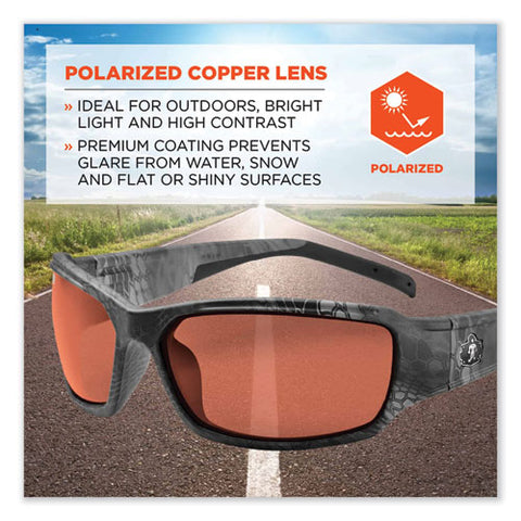 Skullerz Thor Safety Glasses, Kryptek Tyhpon Nylon Impact Frame, Polarized Copper Polycarb Lens