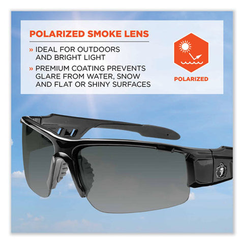 Skullerz Dagr Safety Glasses, Black Nylon Impact Frame, Polarized Smoke Polycarbonate Lens