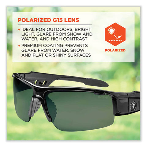 Skullerz Dagr Safety Glasses, Black Nylon Impact Frame, Polarized G15 Polycarbonate Lens