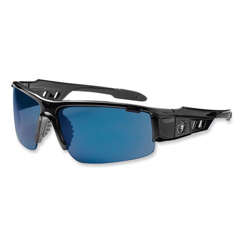 Skullerz Dagr Safety Glasses, Black Nylon Impact Frame, Blue Mirror Polycarbonate Lens