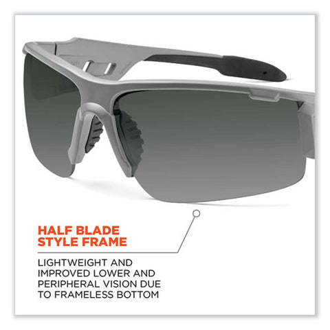 Skullerz Dagr Safety Glasses, Matte Gray Nylon Impact Frame, Polarized Smoke Polycarbonate Lens