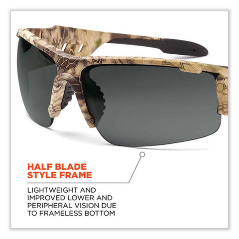 Skullerz Dagr Safety Glasses, Kryptek Highlander Nylon Impact Frame, Smoke Polycarbonate Lens