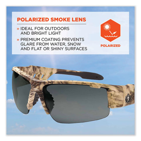 Skullerz Dagr Safety Glasses, Kryptek Highlander Nylon Impact Frame, Polarized Smoke Polycarbonate Lens