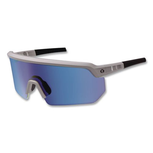 Skullerz Aegir Color Enhancing Safety Glasses With Mirrored Lenses, Matte Gray Nylon Frame, High Contrast Ice Blue Lens