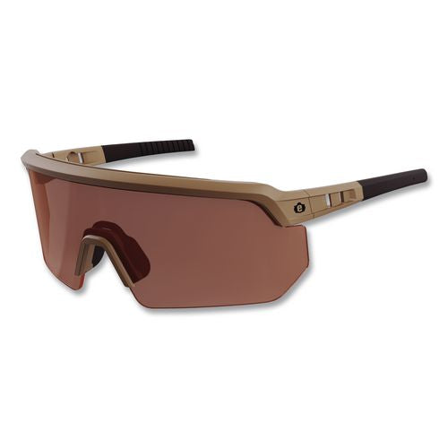 Skullerz Aegir Color Enhancing Anti-scratch/enhanced Anti-fog Safety Glasses, Matte Desert Frame, High Contrast Bronze Lens