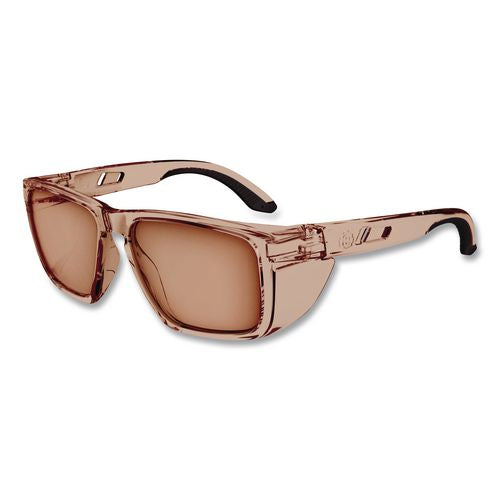 Skullerz Sixten Anti-scratch And Enhanced Anti-fog Safety Glasses With Side Shields, Translucent Tan Polycarbonate Frame/lens