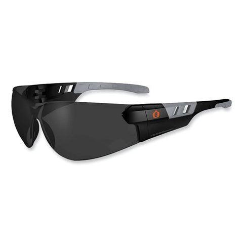 Skullerz Saga Frameless Safety Glasses, Black Nylon Impact Frame, Anti-fog Smoke Polycarbonate Lens