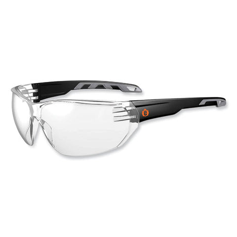 Skullerz Vali Frameless Safety Glasses, Matte Black Nylon Impact Frame, Clear Polycarbonate Lens