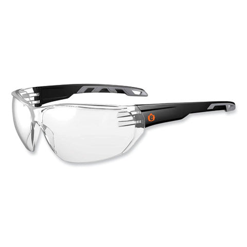 Skullerz Vali Frameless Safety Glasses, Black Nylon Impact Frame, Anti-fog Clear Polycarbonate Lens