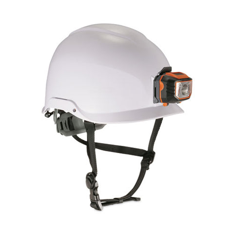 Skullerz 8974led Class E Safety Helmet With 8981 Universal Led Headlamp, 6-point Ratchet Suspension, White