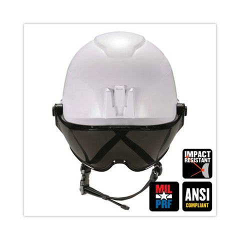 Skullerz 8974v Class E Safety Helmet With 8991 Visor Kit, Smoke Lens, 6-point Ratchet Suspension, White