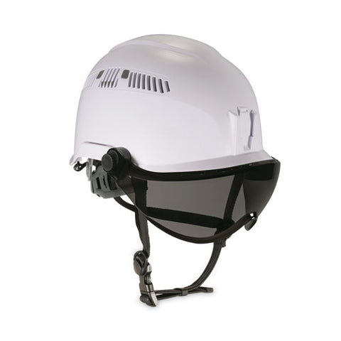 Skullerz 8975v Class C Safety Helmet With 8991 Visor Kit, Smoke Lens, 6-point Ratchet Suspension, White