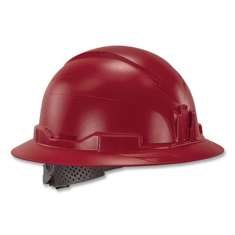 Skullerz 8963 Full Brim Class E Safety Helmet, 6-point Rachet Suspension, Full Brim, Red