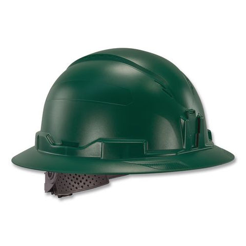 Skullerz 8963 Full Brim Class E Safety Helmet, 6-point Rachet Suspension, Full Brim, Green