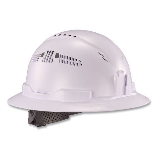 Skullerz 8964 Full Brim Class C Safety Helmet, 6-point Ratchet Suspension, White