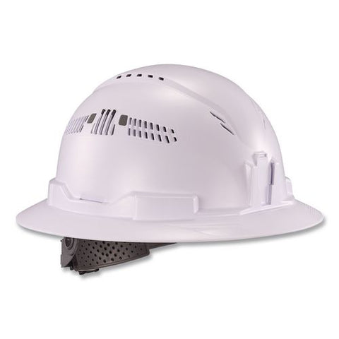 Skullerz 8964 Full Brim Class C Safety Helmet, 6-point Ratchet Suspension, White