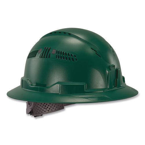 Skullerz 8964 Full Brim Class C Safety Helmet, 6-point Ratchet Suspension, Green