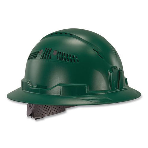 Skullerz 8964 Full Brim Class C Safety Helmet, 6-point Ratchet Suspension, Green