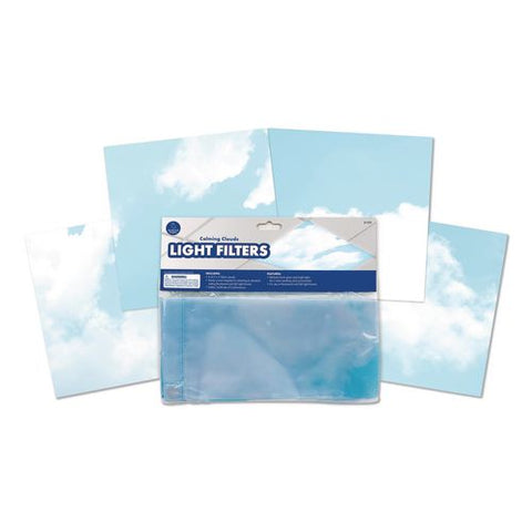 Light Filters, Rectangular, Calming Clouds, 4 Ft X 2 Ft, Blue/white, 4 Filters