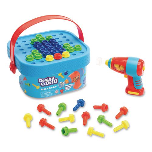 Design And Drill Bolt-it Bucket, Ages 3 To 7, 53 Pieces