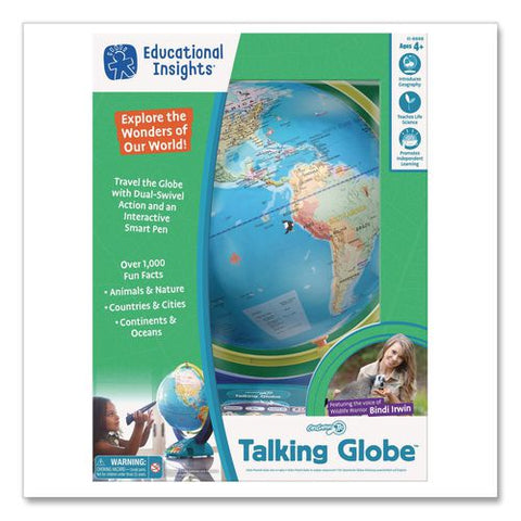 Geosafari Jr. Talking Globe, 12" Dia, Semi-meridian Mount, Blue Base