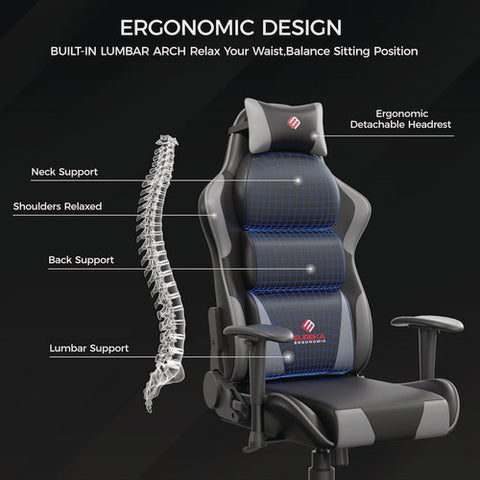 Hector Ergonomic Chair, Supports Up To 300 Lb, 20.25" - 24.25" Seat Height, Black Pu Leather Seat, Black/gray Pu Leather Back