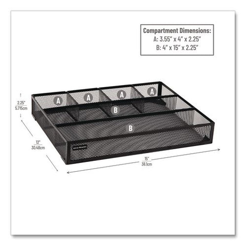 6-compartment Metal Drawer Organizer, 12 X 15 X 2.25, Black, 2/pack