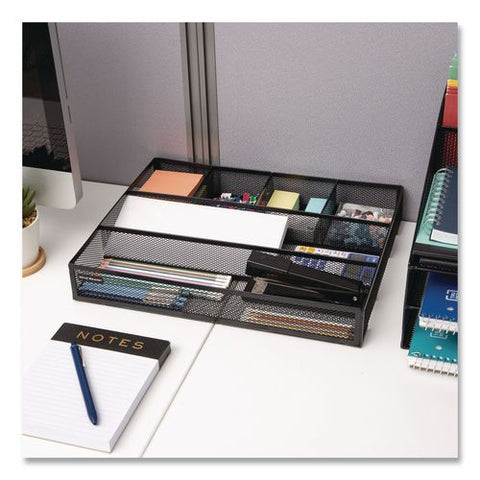 6-compartment Metal Drawer Organizer, 12 X 15 X 2.25, Black, 2/pack