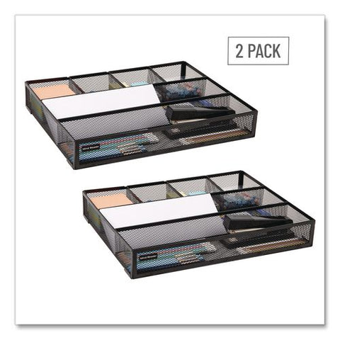 6-compartment Metal Drawer Organizer, 12 X 15 X 2.25, Black, 2/pack