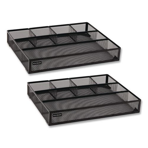 6-compartment Metal Drawer Organizer, 12 X 15 X 2.25, Black, 2/pack