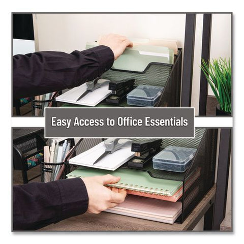 Metal Desk Organizer Letter Tray, 5 Sections, Letter Size, 11.5 X 12.5 X 9.5, Black, 2/pack