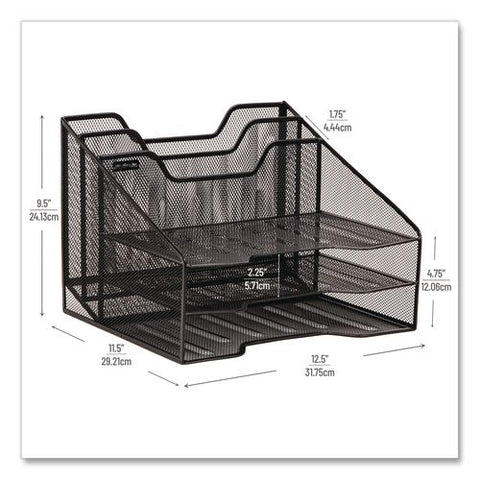 Metal Desk Organizer Letter Tray, 5 Sections, Letter Size, 11.5 X 12.5 X 9.5, Black, 2/pack