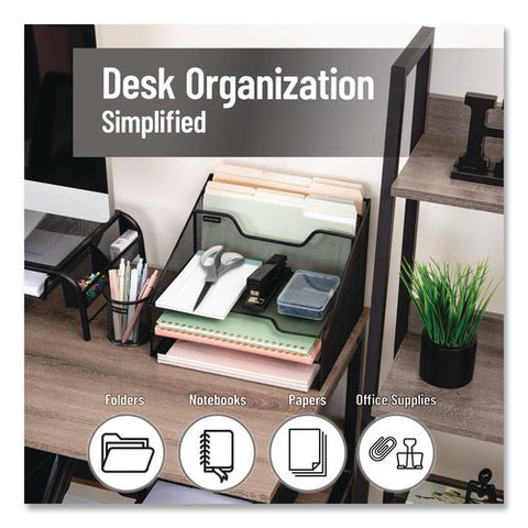 Metal Desk Organizer Letter Tray, 5 Sections, Letter Size, 11.5 X 12.5 X 9.5, Black, 2/pack