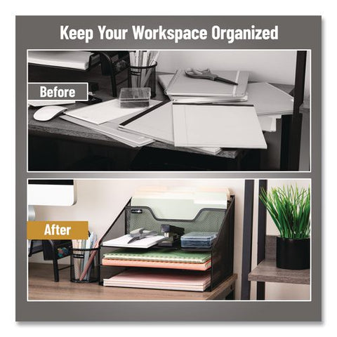 Metal Desk Organizer Letter Tray, 5 Sections, Letter Size, 11.5 X 12.5 X 9.5, Black, 2/pack