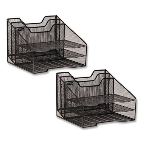 Metal Desk Organizer Letter Tray, 5 Sections, Letter Size, 11.5 X 12.5 X 9.5, Black, 2/pack