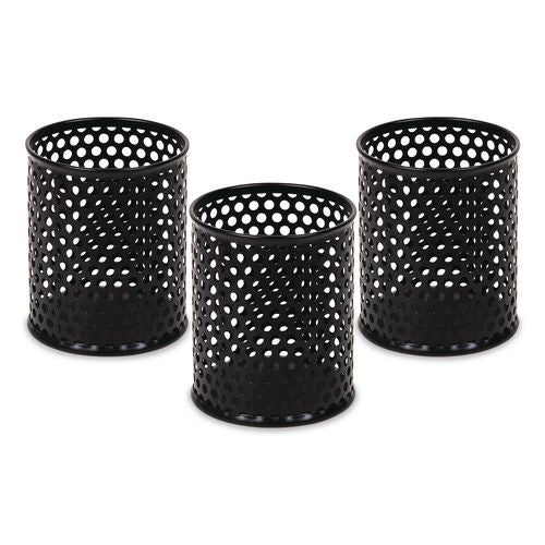 Metal Pen Holders, 3.25" Dia X 4"h, Black, 3/pack