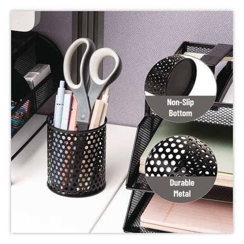 Metal Pen Holders, 3.25" Dia X 4"h, Black, 3/pack
